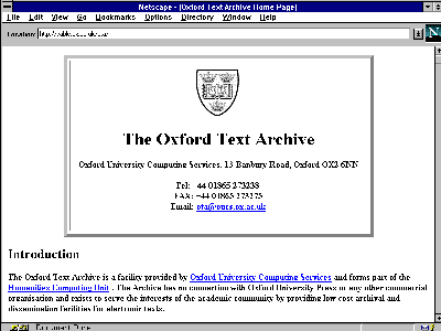 Oxford Text Archive WWW Page