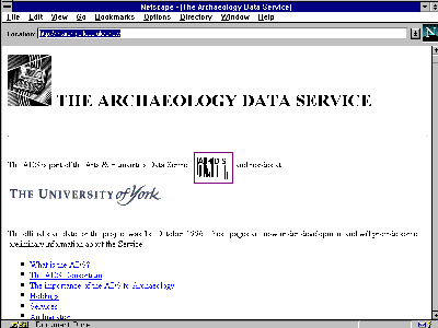 The Archaeology Data Service WWW Page