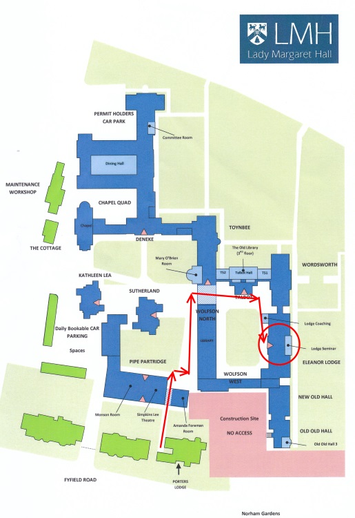 Map showing Lady Margaret Hall