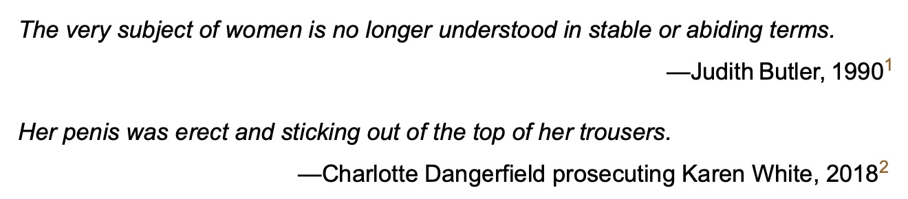 Epigraphs from Queer Theory and the Transition from Sex to Gender