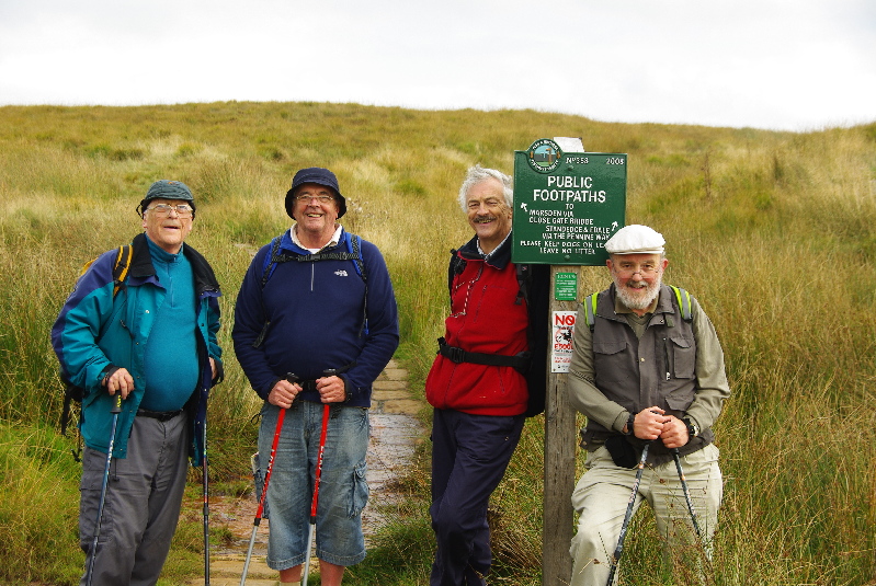 Jim T, John, Richard and Phil at Haigh Gutter off the A640, West Yorkshire, 18 September 2009