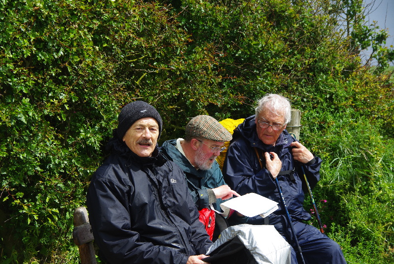 Richard, Phil and Jim T above South Landing, Flamborough, East Riding of Yorkshire, 9 June 2012