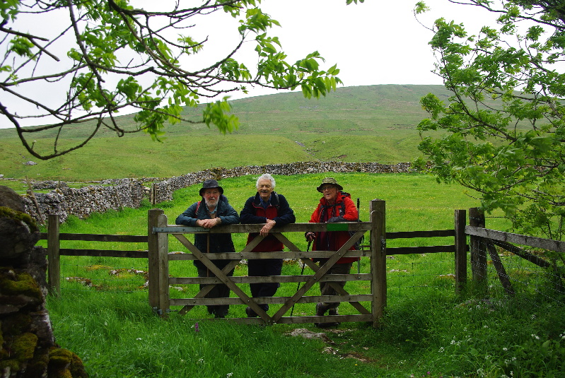 Phil, Richard and Jim T at Bent Hill Rigg above Selside Shaw, Ribblesdale, North Yorkshire, 14 June 2013