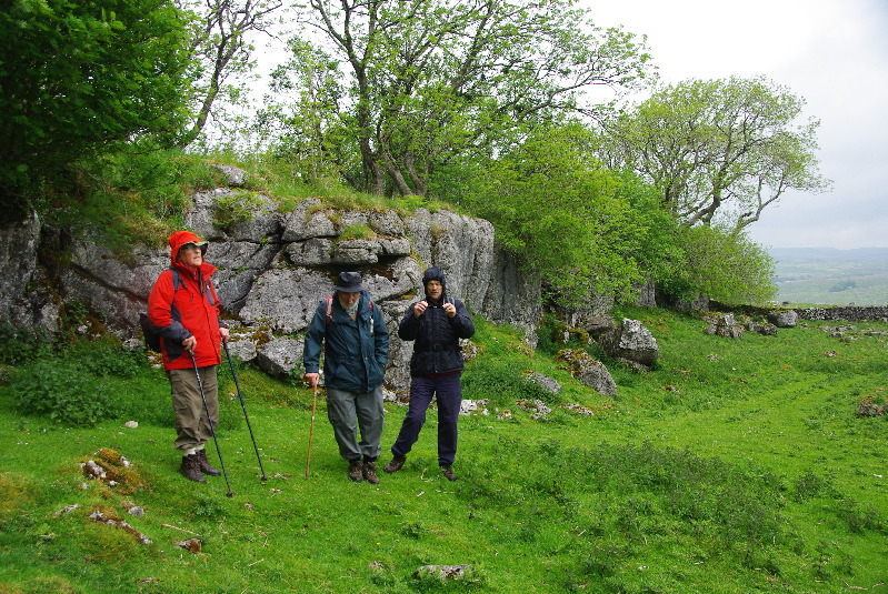 Jim T, Phil and Richard at the scar below Bent Hill Rigg looking north, Ribblesdale, North Yorkshire, 14 June 2013