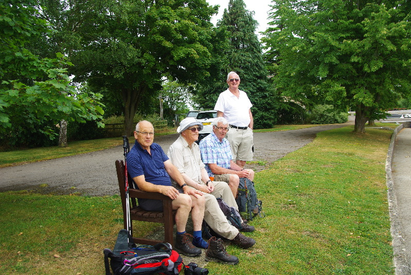 Stewart, Jim T, John and Jim B at King's Lock on the River Thames, West Oxfordshire, 15 July 2015