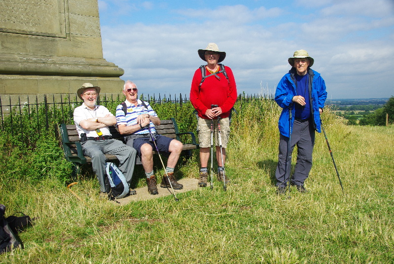 Phil, Jim B, John and Jim T at The Obelisk in Welcombe Hills Country Park, Stratford-on-Avon, Warwickshire, 24 July 2017