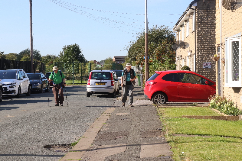 Jim T and Phil approaching Mirfield station, West Yorkshire, 20 September 2019