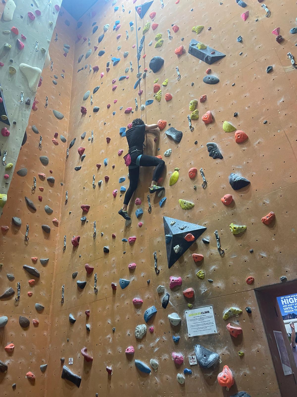 climbing at brookes on one of the autobelays