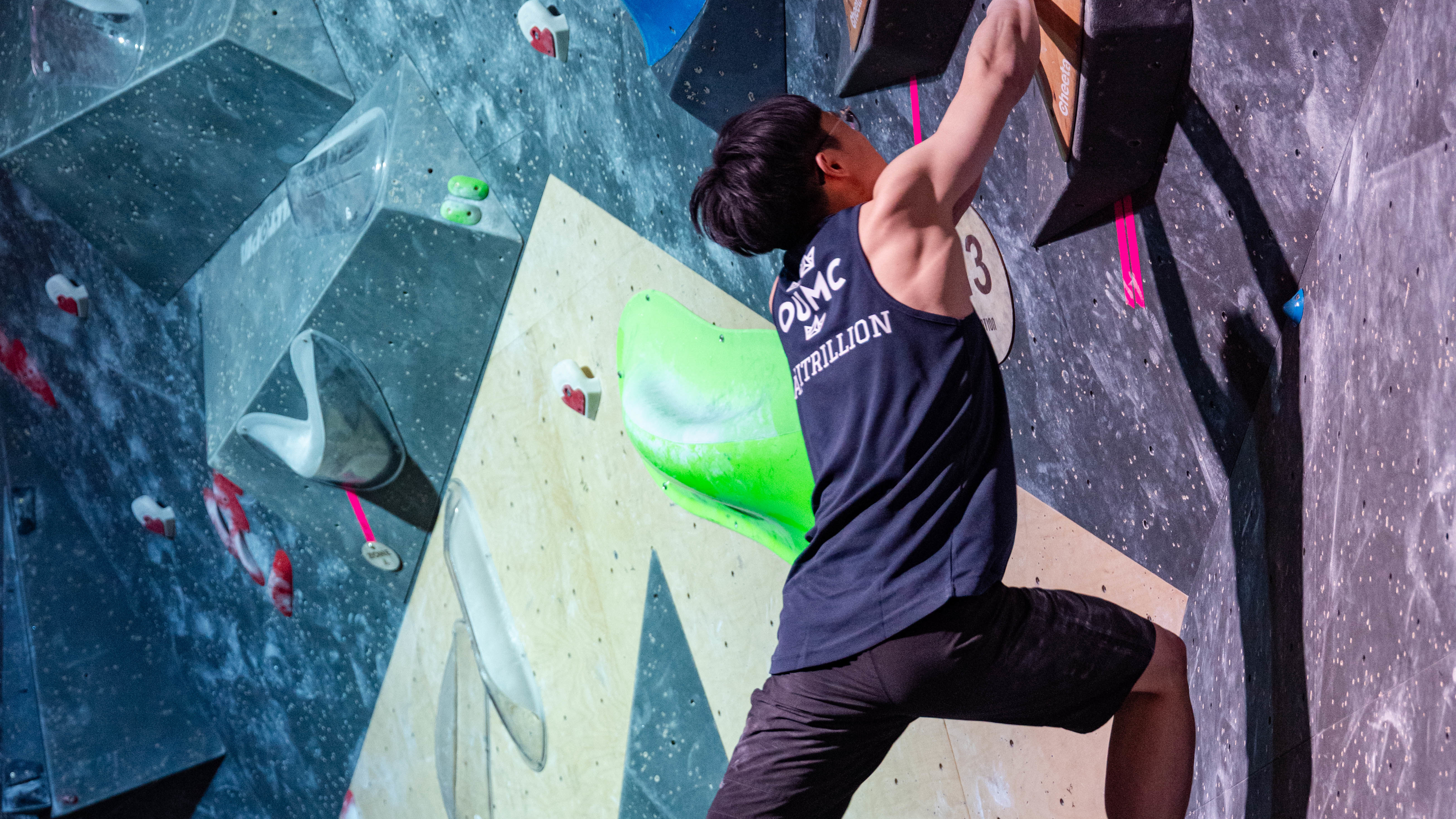 climber climbing on the brookes wall
