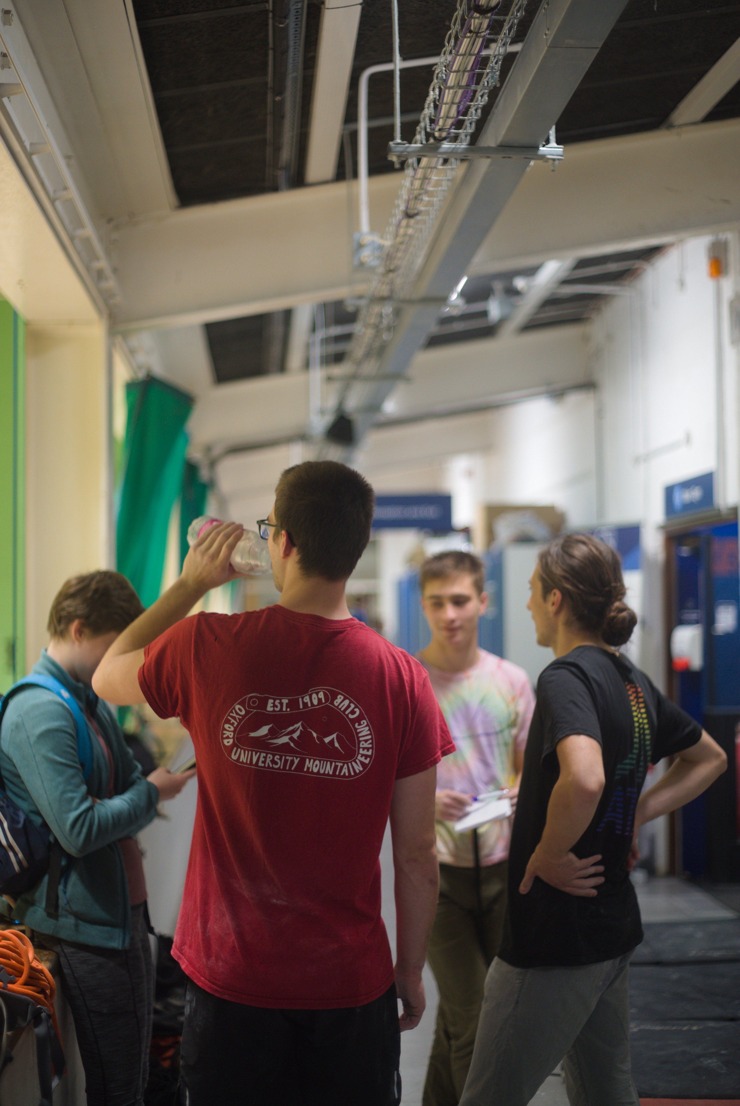 climbers talking at the iffley wall