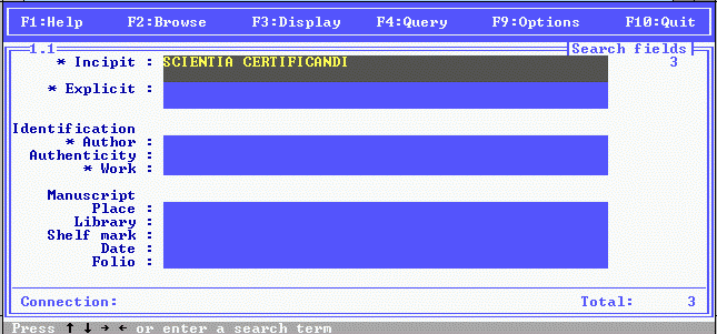 [In Principio Search Screen]