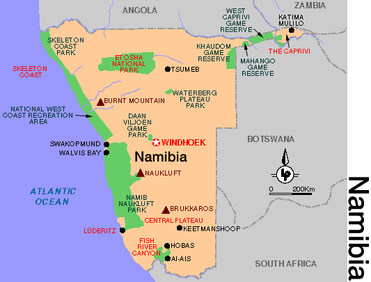 map namibia