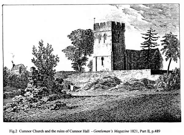 Click for large image of Cumnor Church and ruins of Cumnor Hall!