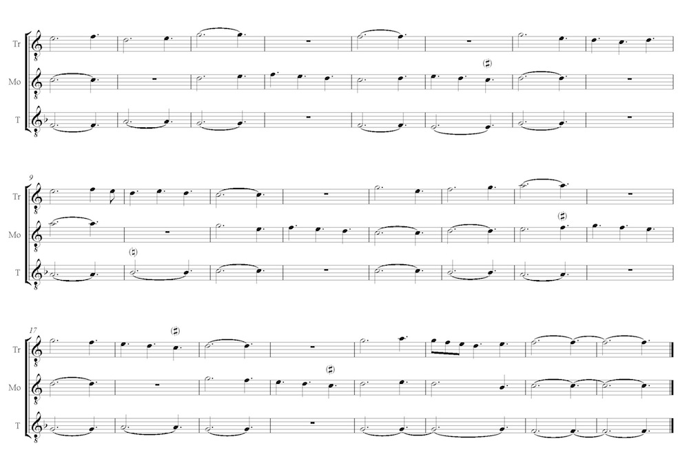 Figure 2A:Exaudi melodiam/Alme Deus, section A