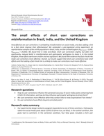 The Small Effect of Short User Corrections on Misinformation in Brazil, India, and the United Kingdom