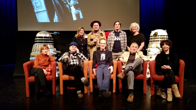 James, Ian, and Adam with Janet Fielding, Sylvester McCoy, Sophie Aldred, Louise Jameson, Michael Jayston, Carole Ann Ford and at Bedford Who Charity Convention 5 in 2019