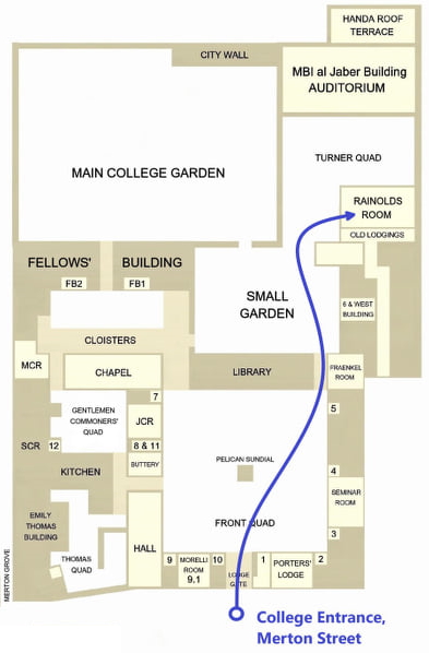 Map showing the Miles Room