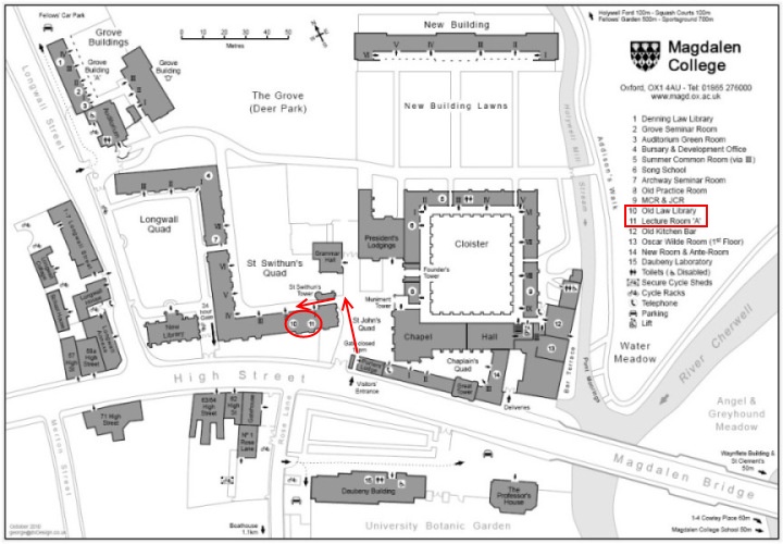 Map showing the Old Law Library and Lecture Room A