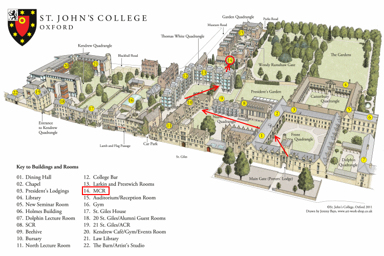 Map of St. John's College showing the location of the MCR