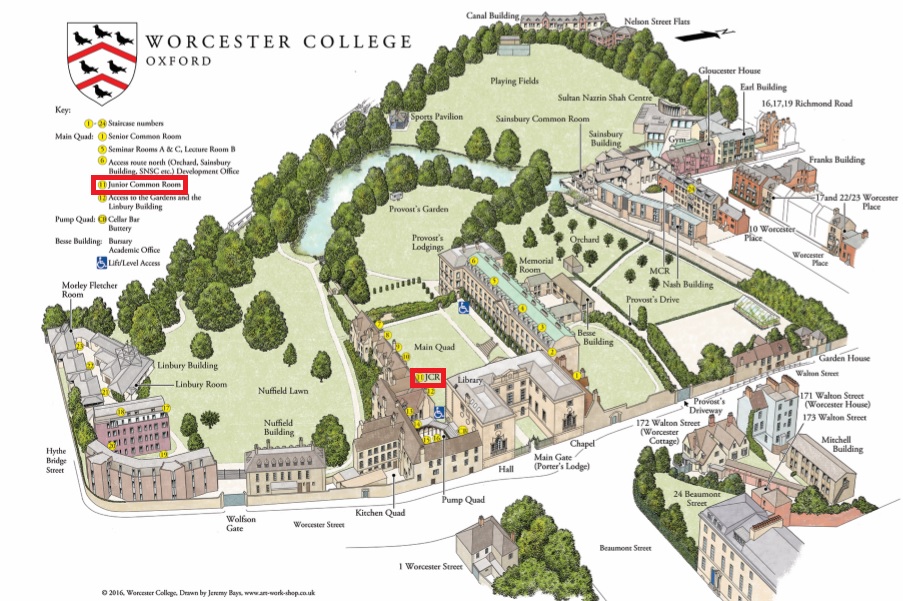 Map showing the Worcester JCR
